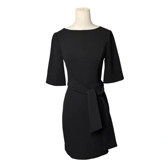 Alice + Olivia Virgil Boat Neck Wrap Dress Black Sz 2 - Picture 4 of 10